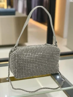 Małe Torebki^Royalfashion Kopertowa torebka damska z cyrkoniami Luniva srebrny