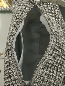 Małe Torebki^Royalfashion Kopertowa torebka damska z cyrkoniami Luniva srebrny