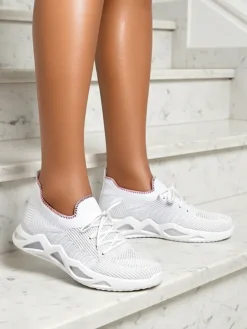 Bieganie, Ćwiczenia I Trening^Royalfashion Livia Bianchi Płaskie Buty Damskie na Wiosnę i Lato biały