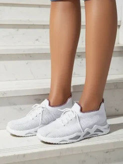 Bieganie, Ćwiczenia I Trening^Royalfashion Livia Bianchi Płaskie Buty Damskie na Wiosnę i Lato biały