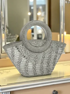 Wieczorowe|Małe Torebki^Royalfashion Mała torebka damska z cyrkoniami Sparkle Queen srebrny