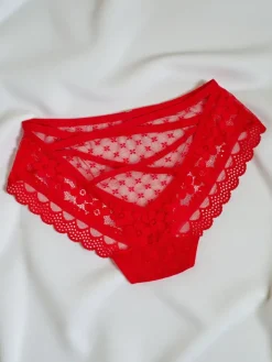 Figi^Royalfashion Majtki damskie typu figi z koronką i paseczkami