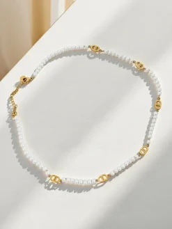 Biżuteria^Royalfashion Naszyjnik Calisto Perla – złote detale i perły syntetyczne w stylu klasycznym