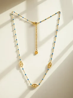 Biżuteria^Royalfashion Naszyjnik Callista Aureum z niebieskimi akcentami - stylowa klasyka