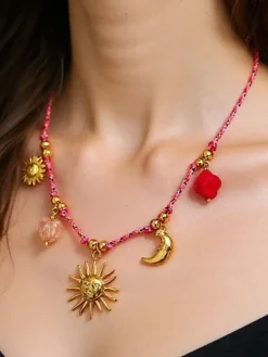 Biżuteria^Royalfashion Naszyjnik Solaria Lunae Aurelia –z charmsami słońce i księżyc