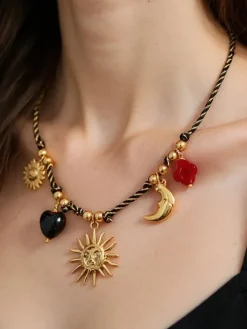 Biżuteria^Royalfashion Naszyjnik Solaria Lunae Aurelia –z charmsami słońce i księżyc