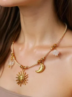 Biżuteria^Royalfashion Naszyjnik Solaria Lunae Aurelia –z charmsami słońce i księżyc