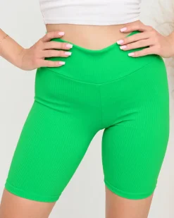 Spodenki 3/4|Krótkie Spodenki^Royalfashion owe zielone damskie prążkowane legginsy kolarki - Odzież neon