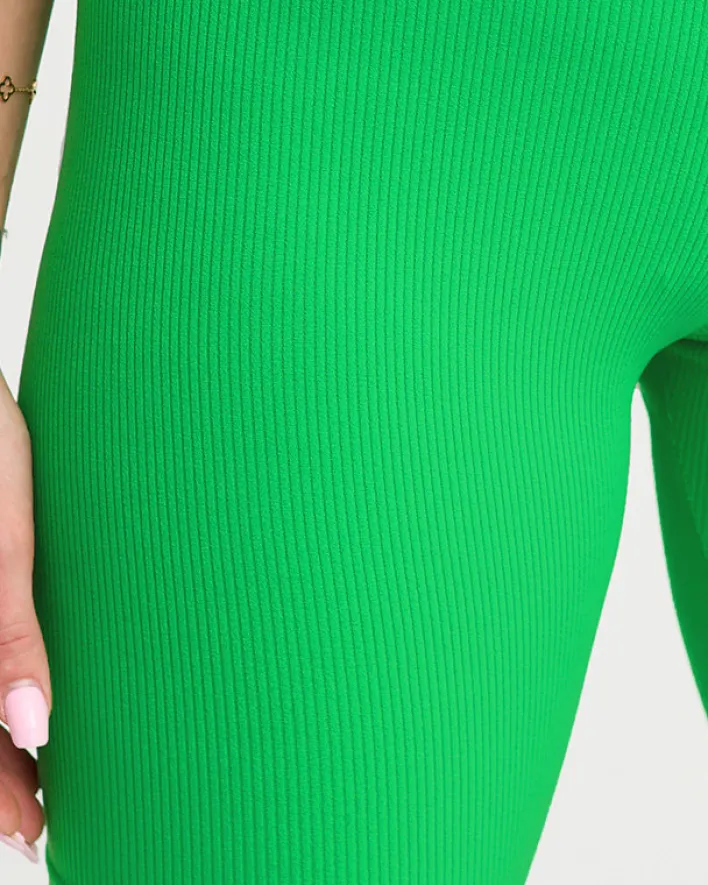 Spodenki 3/4|Krótkie Spodenki^Royalfashion owe zielone damskie prążkowane legginsy kolarki - Odzież neon