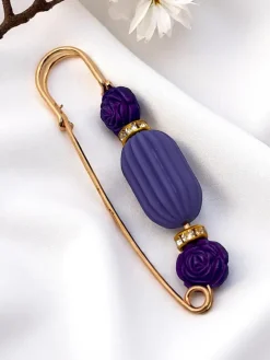 Biżuteria^Royalfashion Ozdobna broszka damska z różyczkami Rose Charm niebieski