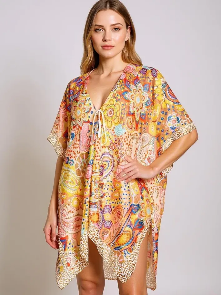 Narzutka Plażowa|Bluzki / Koszule / Koszulki^Royalfashion Pareo Afrodyta – kolorowa sukienka plażowa z dekoltem V Wielokolorowe