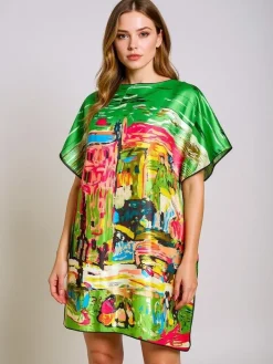 Narzutka Plażowa|Bluzki / Koszule / Koszulki^Royalfashion Pareo Athenia Verde by – kolorowa sukienka z poliestru do kolan Wielokolorowe