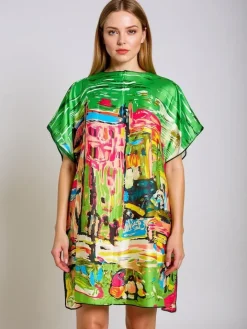 Narzutka Plażowa|Bluzki / Koszule / Koszulki^Royalfashion Pareo Athenia Verde by – kolorowa sukienka z poliestru do kolan Wielokolorowe