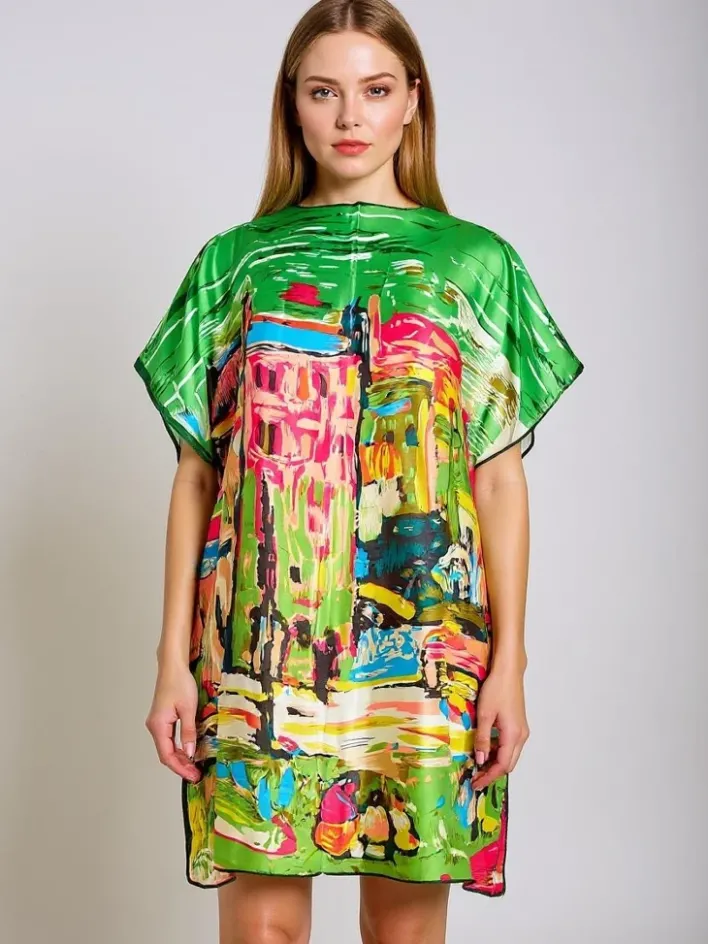 Narzutka Plażowa|Bluzki / Koszule / Koszulki^Royalfashion Pareo Athenia Verde by – kolorowa sukienka z poliestru do kolan Wielokolorowe