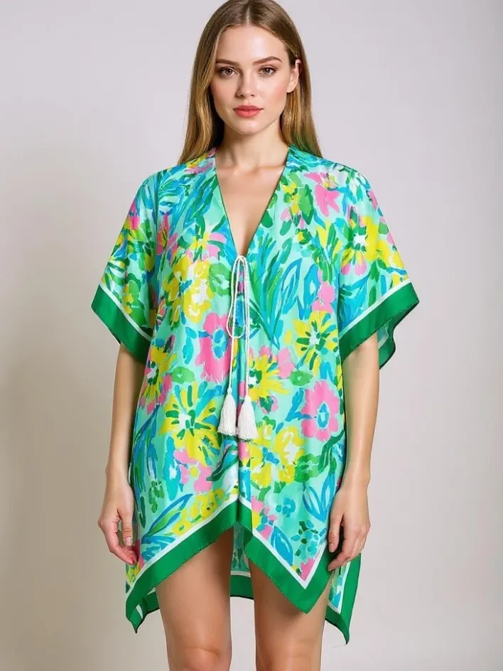 Narzutka Plażowa|Bluzki / Koszule / Koszulki^Royalfashion Pareo Callista – Kolorowa sukienka plażowa z poliestru, dekolt V Wielokolorowe