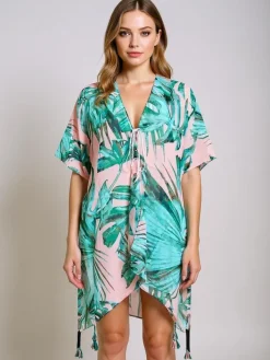 Narzutka Plażowa|Bluzki / Koszule / Koszulki^Royalfashion Pareo Cleandra - Wielokolorowa sukienka plażowa , dekolt V Wielokolorowe