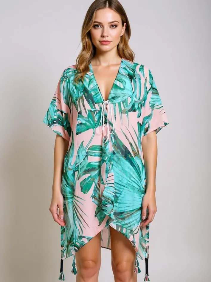 Narzutka Plażowa|Bluzki / Koszule / Koszulki^Royalfashion Pareo Cleandra - Wielokolorowa sukienka plażowa , dekolt V Wielokolorowe