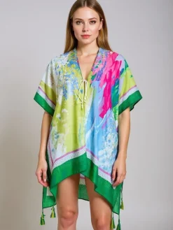 Narzutka Plażowa|Bluzki / Koszule / Koszulki^Royalfashion Pareo damskie Callista kolorowe do kolan dekolt w serek Wielokolorowe