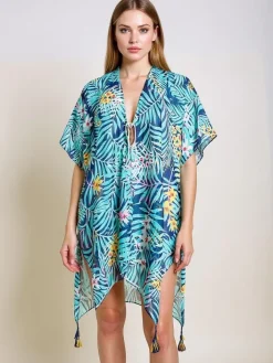 Narzutka Plażowa|Bluzki / Koszule / Koszulki^Royalfashion Pareo Helene Tropica do kolana – kolorowa sukienka plażowa Wielokolorowe