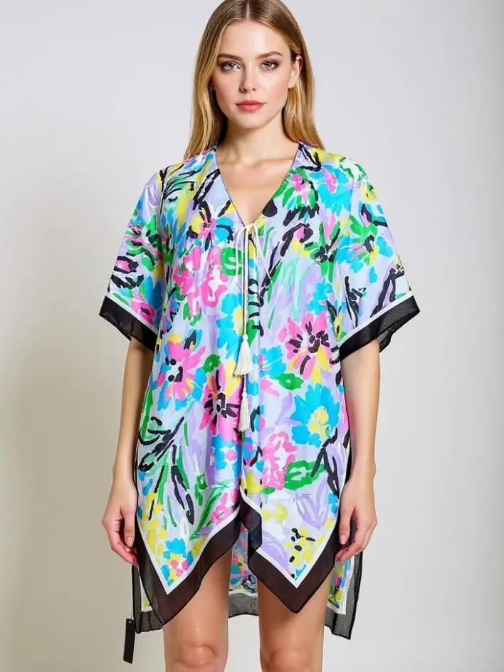 Narzutka Plażowa|Bluzki / Koszule / Koszulki^Royalfashion Pareo Kalista – kolorowa sukienka plażowa do kolan z dekoltem V Wielokolorowe