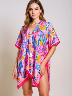 Narzutka Plażowa|Bluzki / Koszule / Koszulki^Royalfashion Pareo Selene Colore – wielokolorowa tunika z dekoltem w serek Wielokolorowe