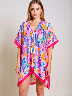 Narzutka Plażowa|Bluzki / Koszule / Koszulki^Royalfashion Pareo Selene Colore – wielokolorowa tunika z dekoltem w serek Wielokolorowe