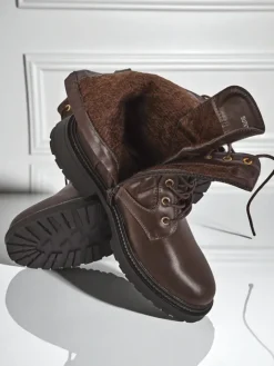 Botki Sznurowane|Botki Z Delikatnym Ociepleniem^Royalfashion Pikowane botki damskie z ekologicznej skóry Sable Rose brązowy