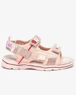 Dziewczęce^Royalfashion Różowe dziecięce sandałki z naszywkami Netiks - Obuwie różowy