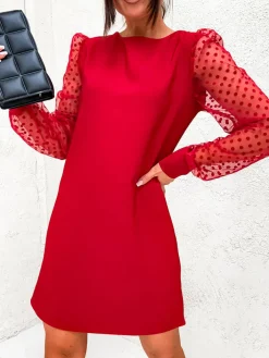 Sukienki Krótkie^Royalfashion Klasyczna damska sukienka do kolana w kolorze m czerwony