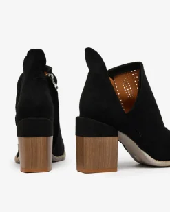 Botki Bez Ocieplenia|Botki Na Słupku^Royalfashion Ażurowe botki na słupku w kolorze m Revivela czarny