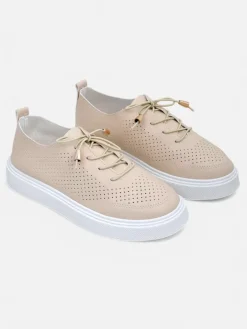 Półbuty|Sportowe^Royalfashion Ażurowe damskie sportowe półbuty sznurowane Vaned beżowy