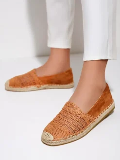Espadryle Płaskie^Royalfashion Ażurowe damskie espadryle Cetillad brązowy