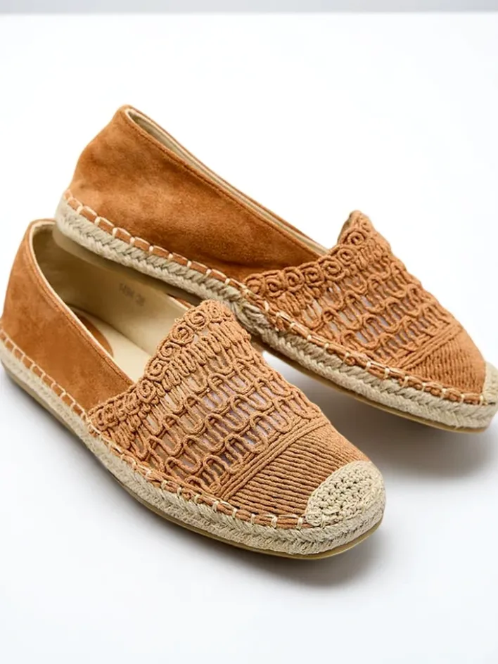 Espadryle Płaskie^Royalfashion Ażurowe damskie espadryle Cetillad brązowy