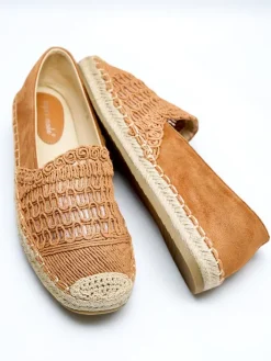 Espadryle Płaskie^Royalfashion Ażurowe damskie espadryle Cetillad brązowy