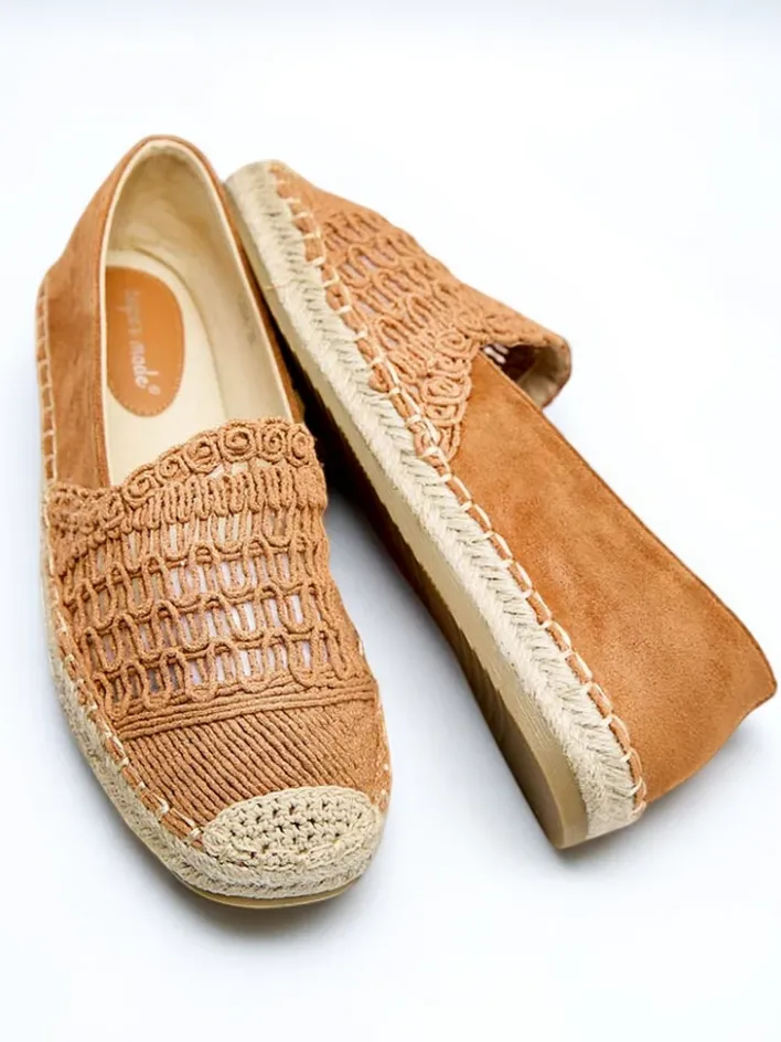 Espadryle Płaskie^Royalfashion Ażurowe damskie espadryle Cetillad brązowy