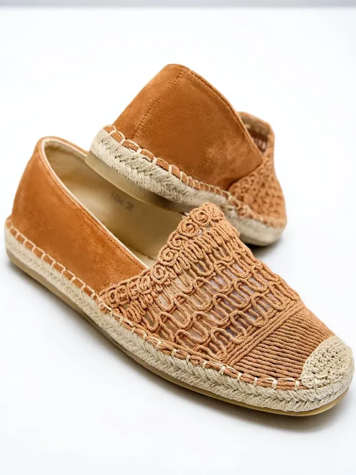 Espadryle Płaskie^Royalfashion Ażurowe damskie espadryle Cetillad brązowy