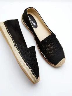 Espadryle Płaskie^Royalfashion Ażurowe damskie espadryle Cetillad czarny