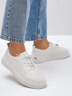 Półbuty|Sportowe^Royalfashion Ażurowe damskie sportowe półbuty sznurowane Vaned biały
