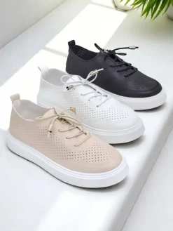 Półbuty|Sportowe^Royalfashion Ażurowe damskie sportowe półbuty sznurowane Vaned biały