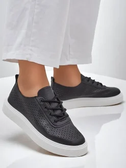 Półbuty|Sportowe^Royalfashion Ażurowe damskie sportowe półbuty sznurowane Adette czarny