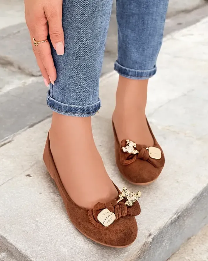 Baleriny Klasyczne^Royalfashion Baleriny damskie Renolli Camel