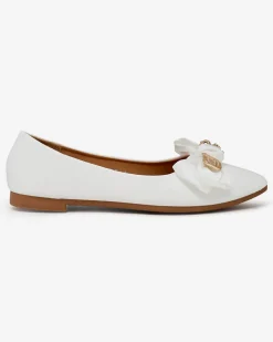 Baleriny Klasyczne^Royalfashion Baleriny damskie w szpic z kokardką Retripo biały