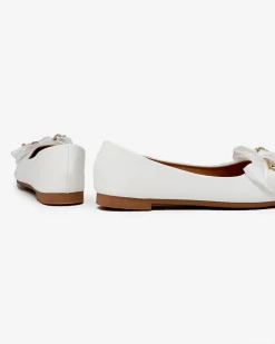 Baleriny Klasyczne^Royalfashion Baleriny damskie w szpic z kokardką Retripo biały