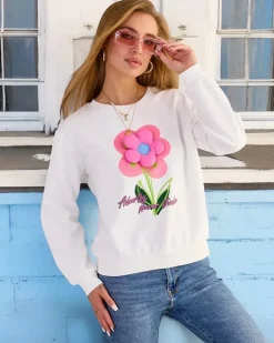 Bluzy^Royalfashion Bawełniana cienka bluza damska z printem biały