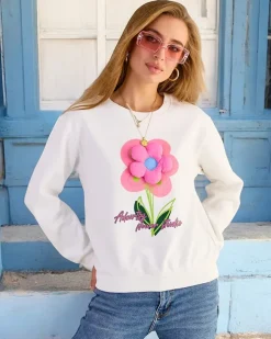 Bluzy^Royalfashion Bawełniana cienka bluza damska z printem biały