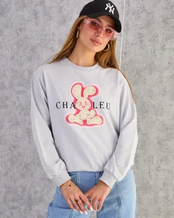 Bluzy^Royalfashion Bawełniana cienka bluza damska z printem gołębi szary