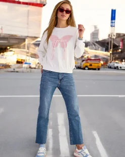 Bluzy^Royalfashion Bawełniana cienka bluza damska z printem biały