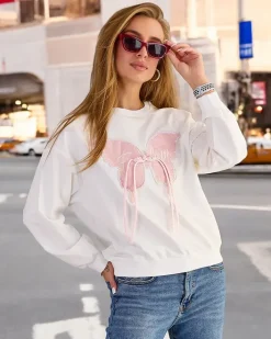 Bluzy^Royalfashion Bawełniana cienka bluza damska z printem biały