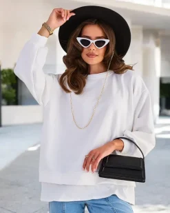 Bluzy^Royalfashion Bawełniana cienka bluza damska biały