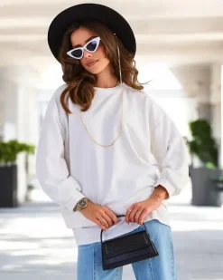 Bluzy^Royalfashion Bawełniana cienka bluza damska biały